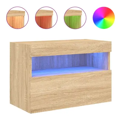 vidaXL Stenska TV omarica z LED lučkami sonoma hrast 60x30x40 cm