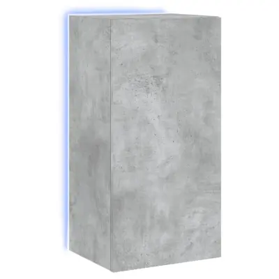 vidaXL Stenska TV omarica z LED lučkami betonsko siva 40,5x35x80 cm
