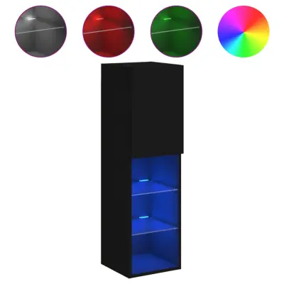 vidaXL TV omarica z LED lučkami črna 30,5x30x102 cm