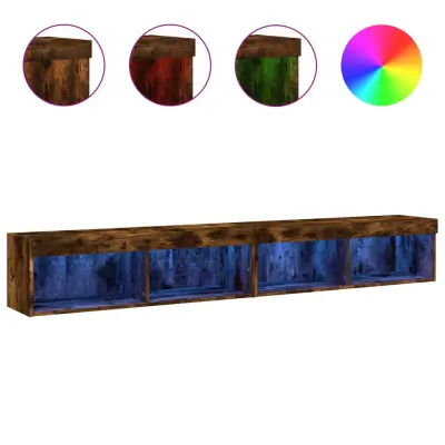 vidaXL TV omarica z LED lučkami 2 kosa dimljeni hrast 100x30x30 cm