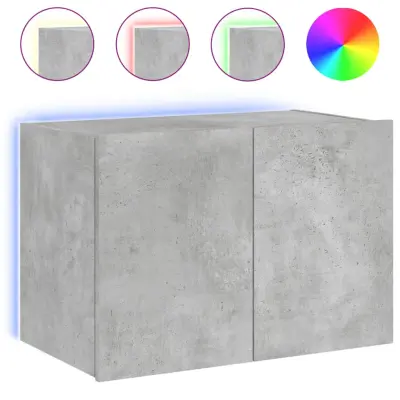 vidaXL Stenska TV omarica z LED lučkami betonsko siva 60x35x41 cm