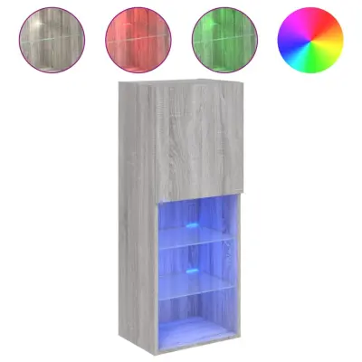 vidaXL TV omarica z LED lučkami siva sonoma 40,5x30x102 cm