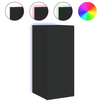 vidaXL Stenska TV omarica z LED lučkami črna 30,5x35x70 cm