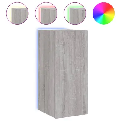 vidaXL Stenska TV omarica z LED lučkami siva sonoma 30,5x35x70 cm