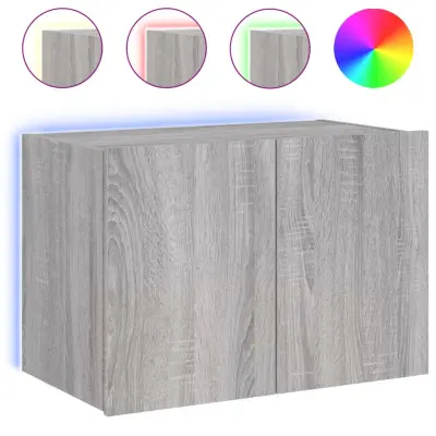 vidaXL Stenska TV omarica z LED lučkami siva sonoma 60x35x41 cm
