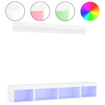 vidaXL Komplet TV omaric LED 5-delni bel inženirski les
