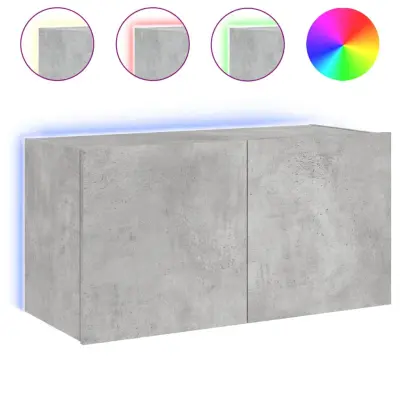 vidaXL Stenska TV omarica z LED lučkami betonsko siva 80x35x41 cm