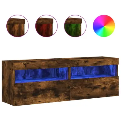 vidaXL Stenske TV omarice z LED 2 kosa dimljeni hrast 60x30x40 cm