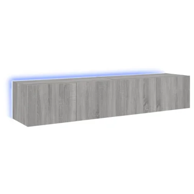 vidaXL Stenske TV omarice z LED 2 kosa siva sonoma 80x35x31 cm