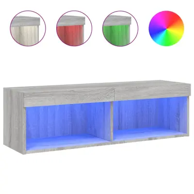 vidaXL TV omarica z LED lučkami siva sonoma 100x30x30 cm