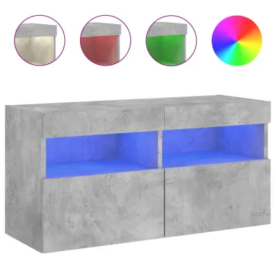 vidaXL Stenska TV omarica z LED lučkami betonsko siva 80x30x40 cm