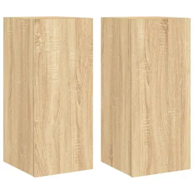 vidaXL Stenske TV omarice z LED 2 kosa sonoma hrast 30,5x35x70 cm