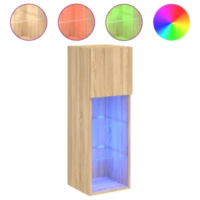 vidaXL TV omarica z LED lučkami sonoma hrast 30,5x30x90 cm
