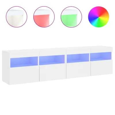 vidaXL Stenske TV omarice z LED lučkami 2 kosa bela 80x30x40 cm