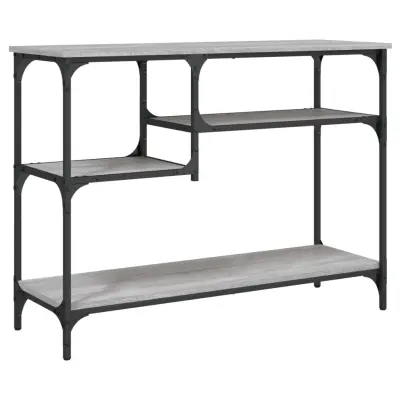 vidaXL Konzolna mizica s policami siva sonoma 100x35x75 cm