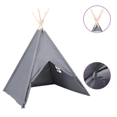 vidaXL Otroški tipi šotor z vrečo peach skin siv 120x120x150 cm