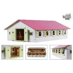 Kids Globe Konjski hlev z 9 ogradami 1:32 roza barve 610188
