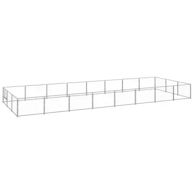 vidaXL Pasji boks srebrn 24 m² jeklo