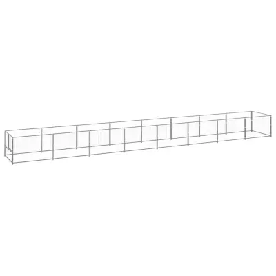 vidaXL Pasji boks srebrn 8 m² jeklo