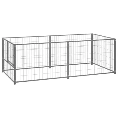 vidaXL Pasji boks srebrn 200x100x70 cm jeklo