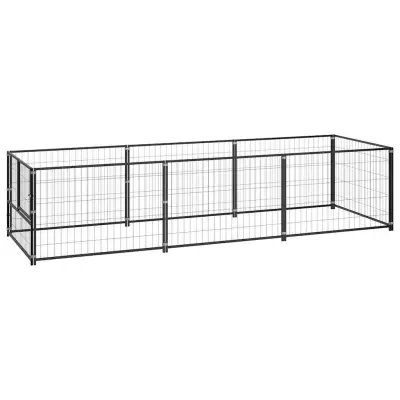 vidaXL Pasji boks črn 300x100x70 cm jeklo