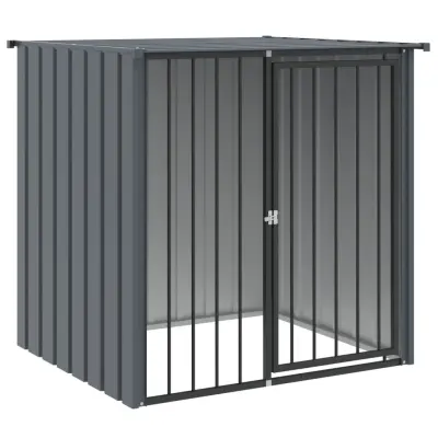 vidaXL Pasja uta s streho črna 110x103x109 cm pocinkano jeklo