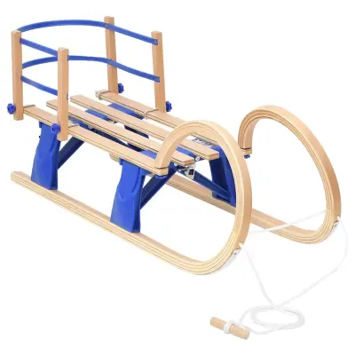 vidaXL Zložljive sani z naslonom 110 cm vezan les