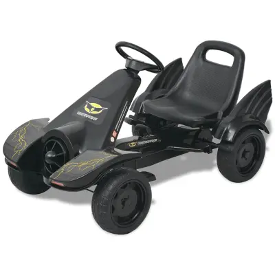 vidaXL Gokart na Pedale z Nastavljivim Sedežem Črne Barve