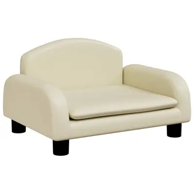 vidaXL Pasja postelja krem 50x40x30 cm umetno usnje
