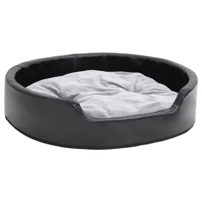 vidaXL Pasja postelja črna in siva 79x70x19 cm pliš in umetno usnje