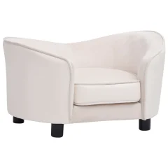 vidaXL Pasji kavč krem 69x49x40 cm iz pliša in umetnega usnja