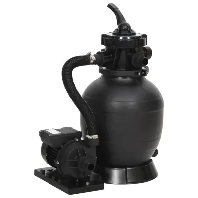 vidaXL Peščeni filter za bazen s 6-smernim ventilom črn