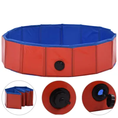 vidaXL Zložljiv bazen za pse rdeč 80x20 cm PVC