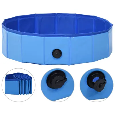 vidaXL Zložljiv bazen za pse moder 80x20 cm PVC