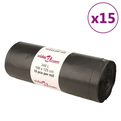 vidaXL Vrečke za smeti 150 kos črne 240 L