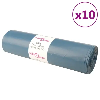 vidaXL Vrečke za smeti 100 kos modre 240 L