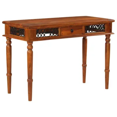 vidaXL Pisalna miza s predalom 110x50x76 cm trden akacijev les