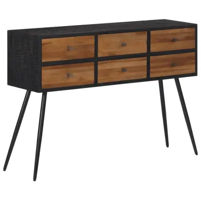 vidaXL Konzolna mizica s predali 116x30x76 cm trdna predelana tikovina
