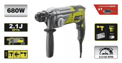 RYOBI vrtalno kladivo RSDS680-K(680W, sds-plus,13mm) RJP23