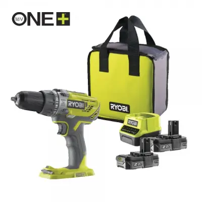 Ryobi Akumulatorski vrtalnik-vijačnik R18PD3-220S 18V ONE+ + 2 x 2,0Ah baterija + polnilnik