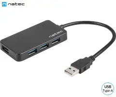NATEC Moth 4x USB-A 3.0/5GB/s/Plug&Play črn adapter USB hub