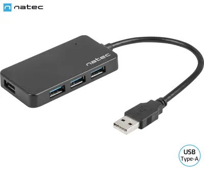 NATEC Moth 4x USB-A 3.0/5GB/s/Plug&Play črn adapter USB hub