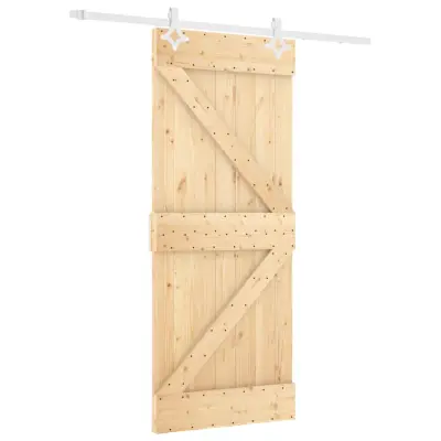 vidaXL Drsna vrata s kompletom vodil 80x210 cm trdna borovina