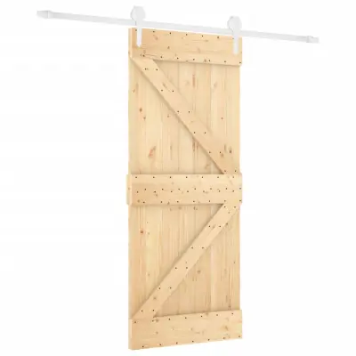 vidaXL Drsna vrata s kompletom vodil 80x210 cm trdna borovina