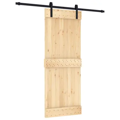 vidaXL Drsna vrata s kompletom vodil 80x210 cm trdna borovina
