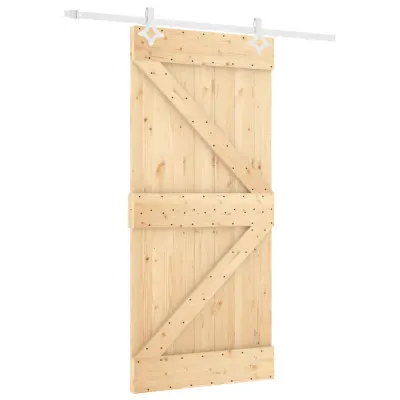 vidaXL Drsna vrata s kompletom vodil 90x210 cm trdna borovina