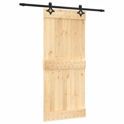 vidaXL Drsna vrata s kompletom vodil 90x210 cm trdna borovina
