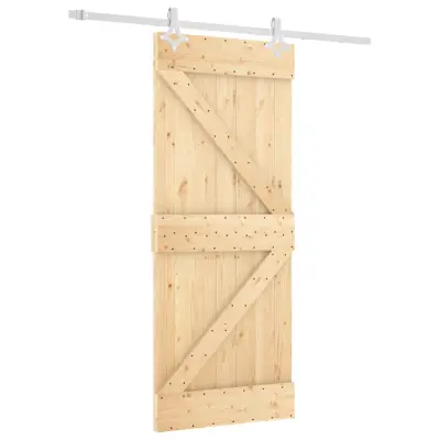vidaXL Drsna vrata s kompletom vodil 85x210 cm trdna borovina