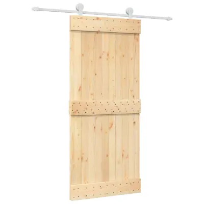 vidaXL Drsna vrata s kompletom vodil 90x210 cm trdna borovina