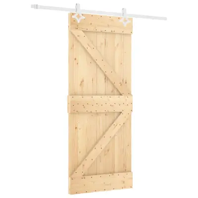 vidaXL Drsna vrata s kompletom vodil 80x210 cm trdna borovina